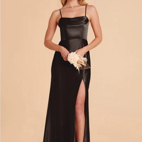 Birdey Grey Mia Convertible Shiny Black Satin Dress - Picture 2 of 7